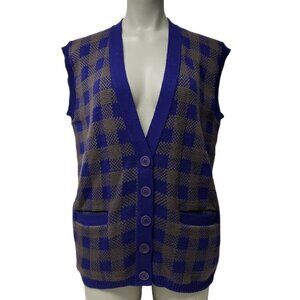 80s - 90s Michael Seroy Purple Gray Button Front Wool Vest M Made in USA